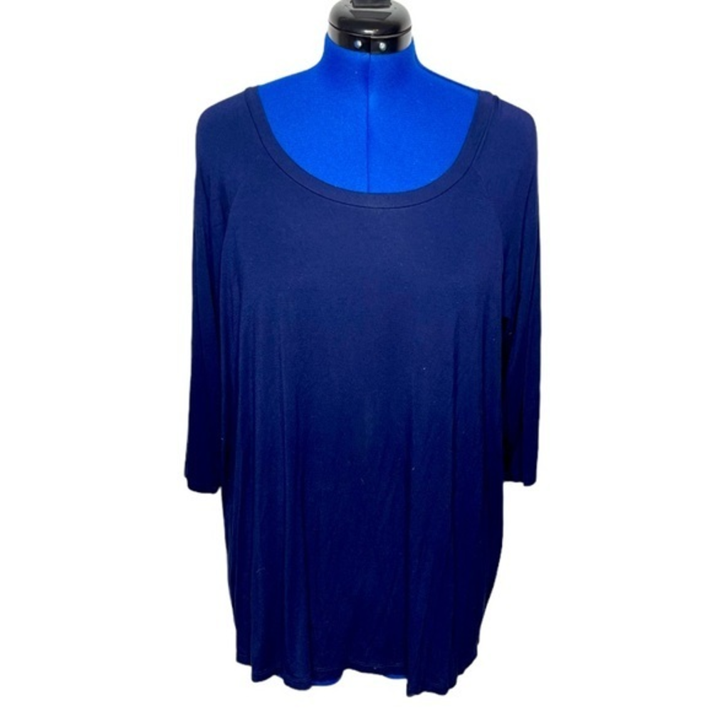 Torrid 2 (18/20)‎ navy blue embroidered back scoop neck boho babydoll top